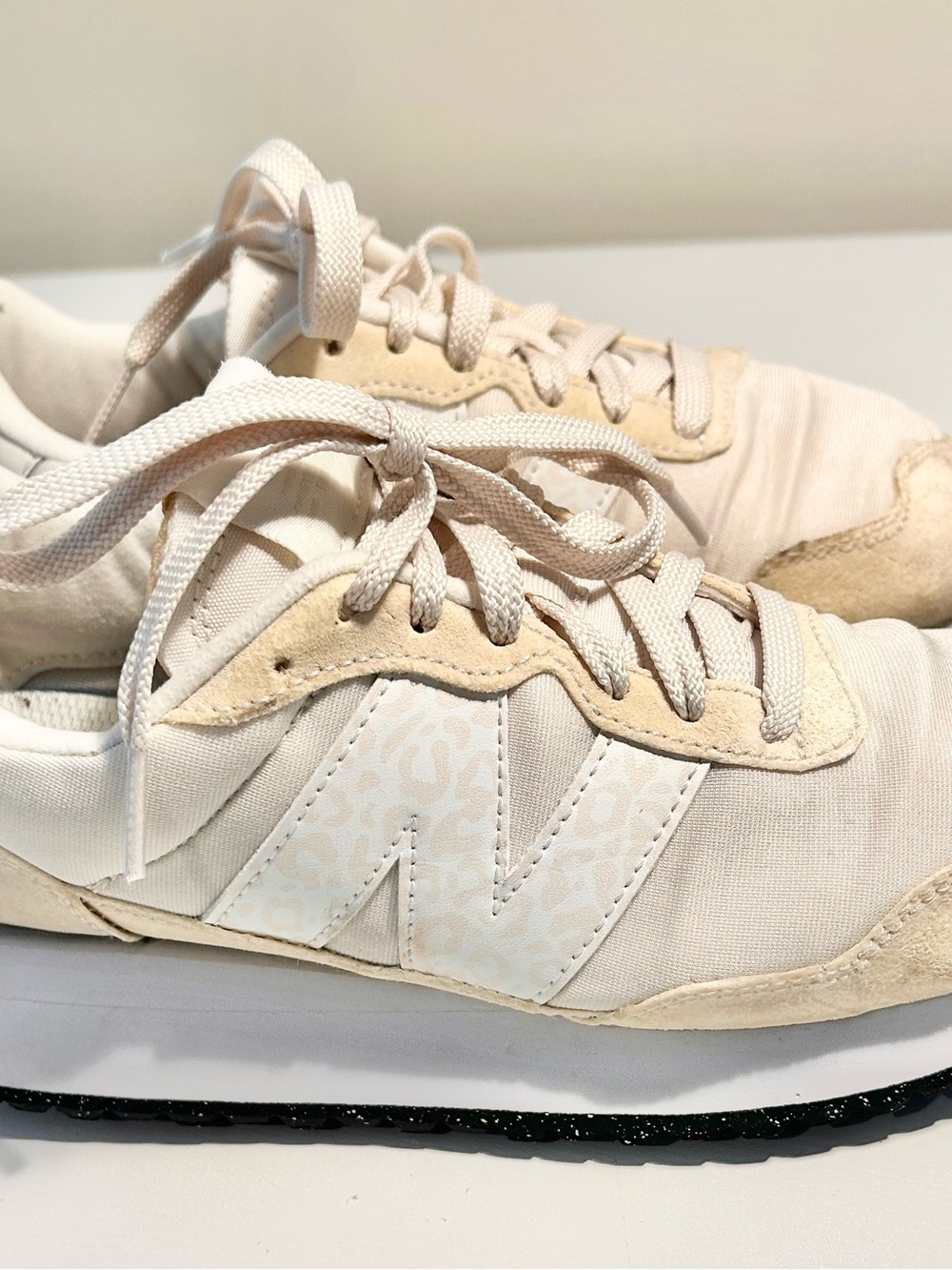 New Balance Women's Cream and White Leopard-Print 'N' Sneakers